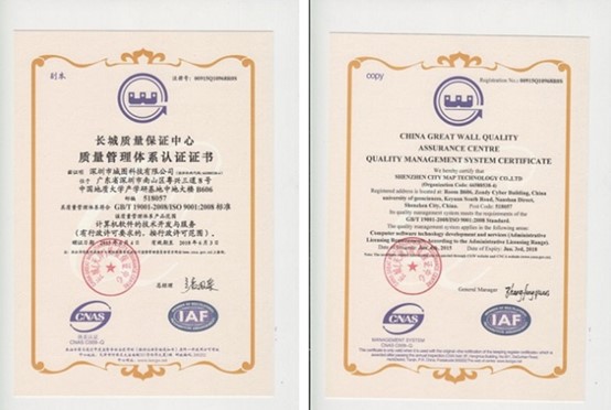 城圖科技成功認證ISO9001質(zhì)量管理體系